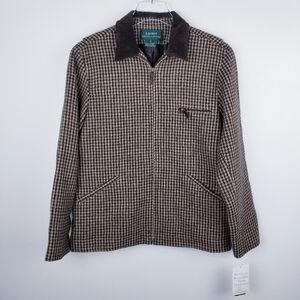 Lauren Ralph Lauren Brown Houndstooth Wool Zip Front Blazer Jacket NWT size 8